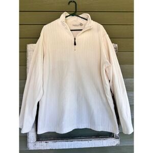 Covington Mens XL Cream Ribbed Quarter Zip Pullover Sweater Off White Texture